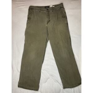 Eddie Bauer Men's Olive Green Canvas Cargo Pants Baggy 36x32 Cotton Vintage